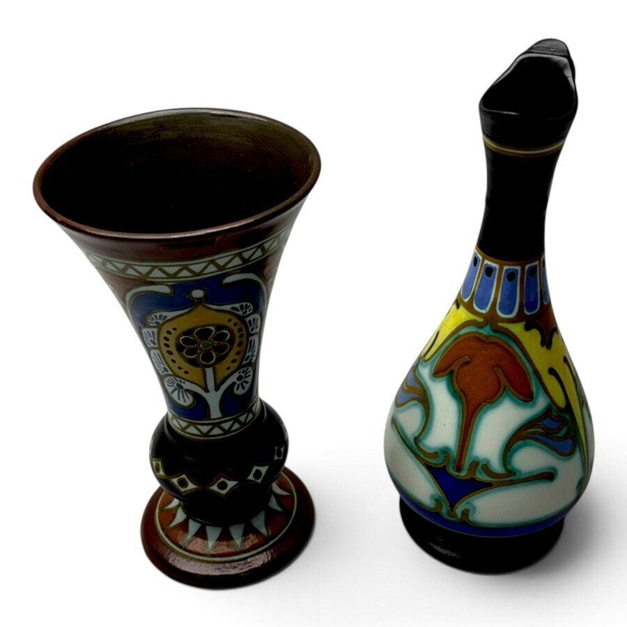 Lot plateel met kleurrijke decors (5x), Ophalen of Verzenden