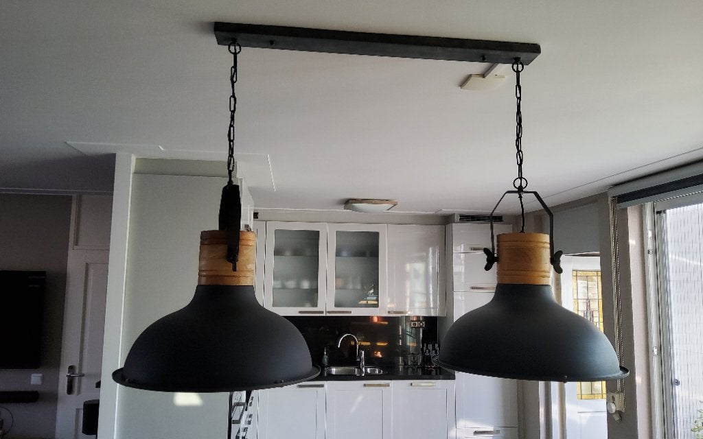 Hanglampen, Huis en Inrichting, Ophalen, Zo goed als nieuw, Hout, E27 (groot)