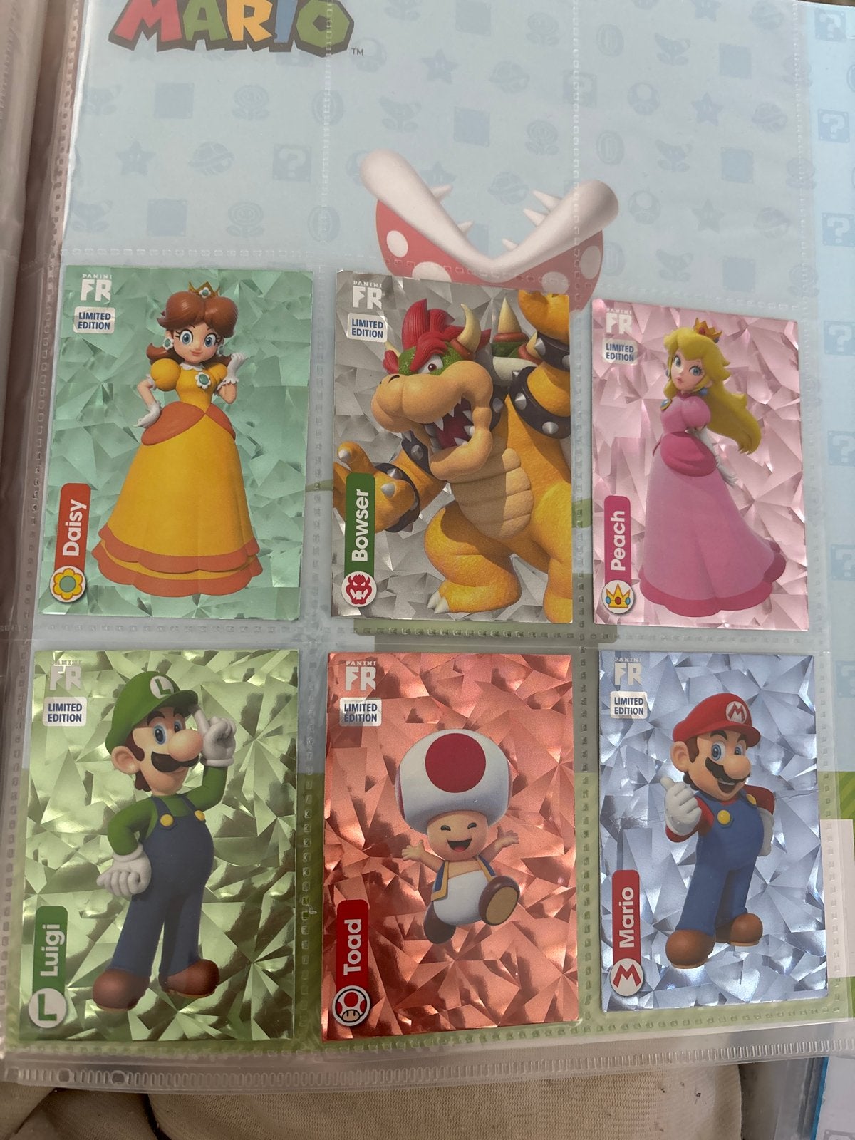 Panini Mario Limited Edition Kaarten - Daisy, Bowser, Peach,, Ophalen of Verzenden, Zo goed als nieuw, Meerdere kaarten, Foil