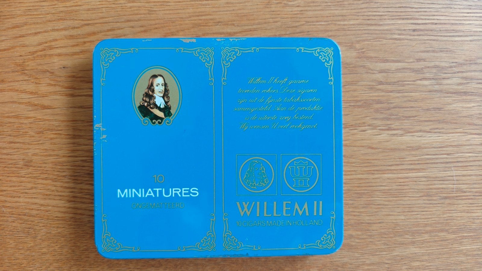 Vintage Willem II Miniatures sigarenblikje, Verzamelen, Blikken, Ophalen of Verzenden, Gebruikt, Overige, Overige merken