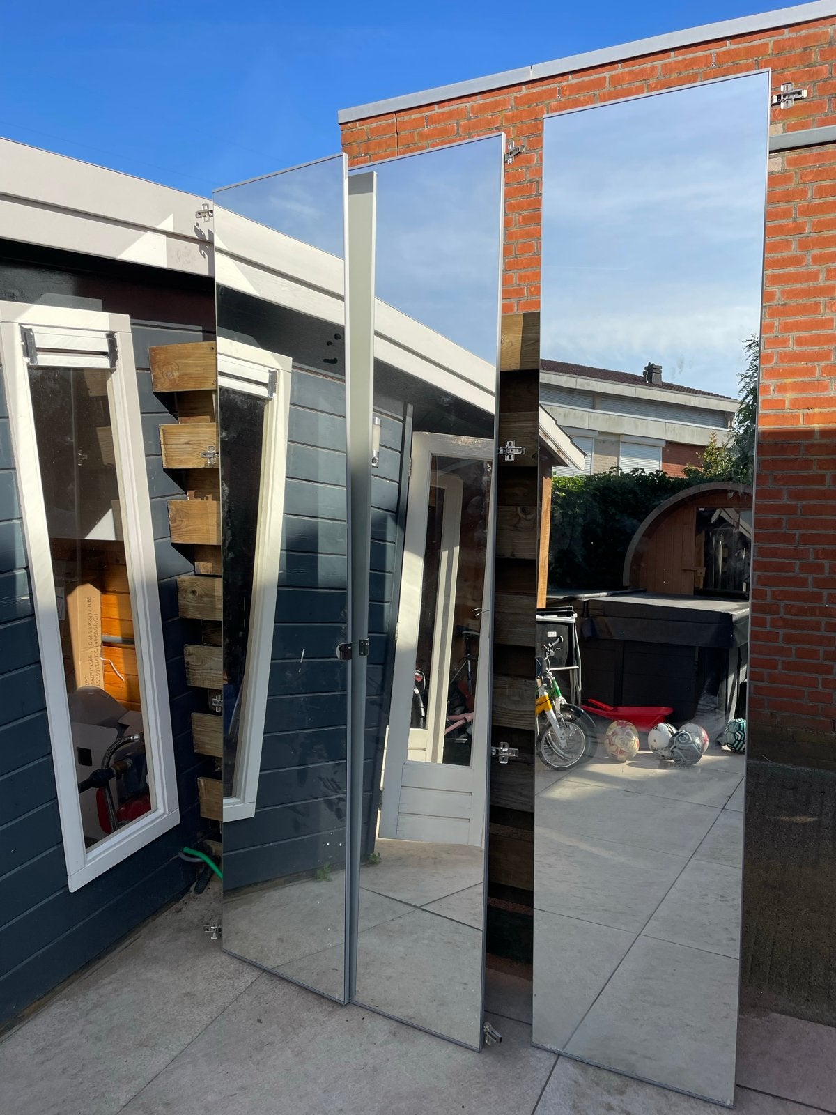 Set van 3 spiegeldeuren - ideaal voor kledingkast, Huis en Inrichting, Woonaccessoires | Spiegels, Ophalen, Gebruikt, 200 cm of meer