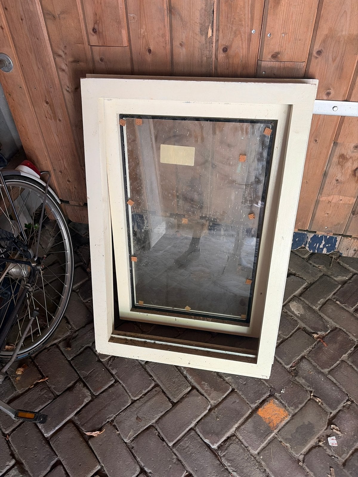 Meranti renovatie kozijn met uitzetbaar raam en thermopheen, Ophalen, Gevelraam of Ruit, Gebruikt, Minder dan 80 cm