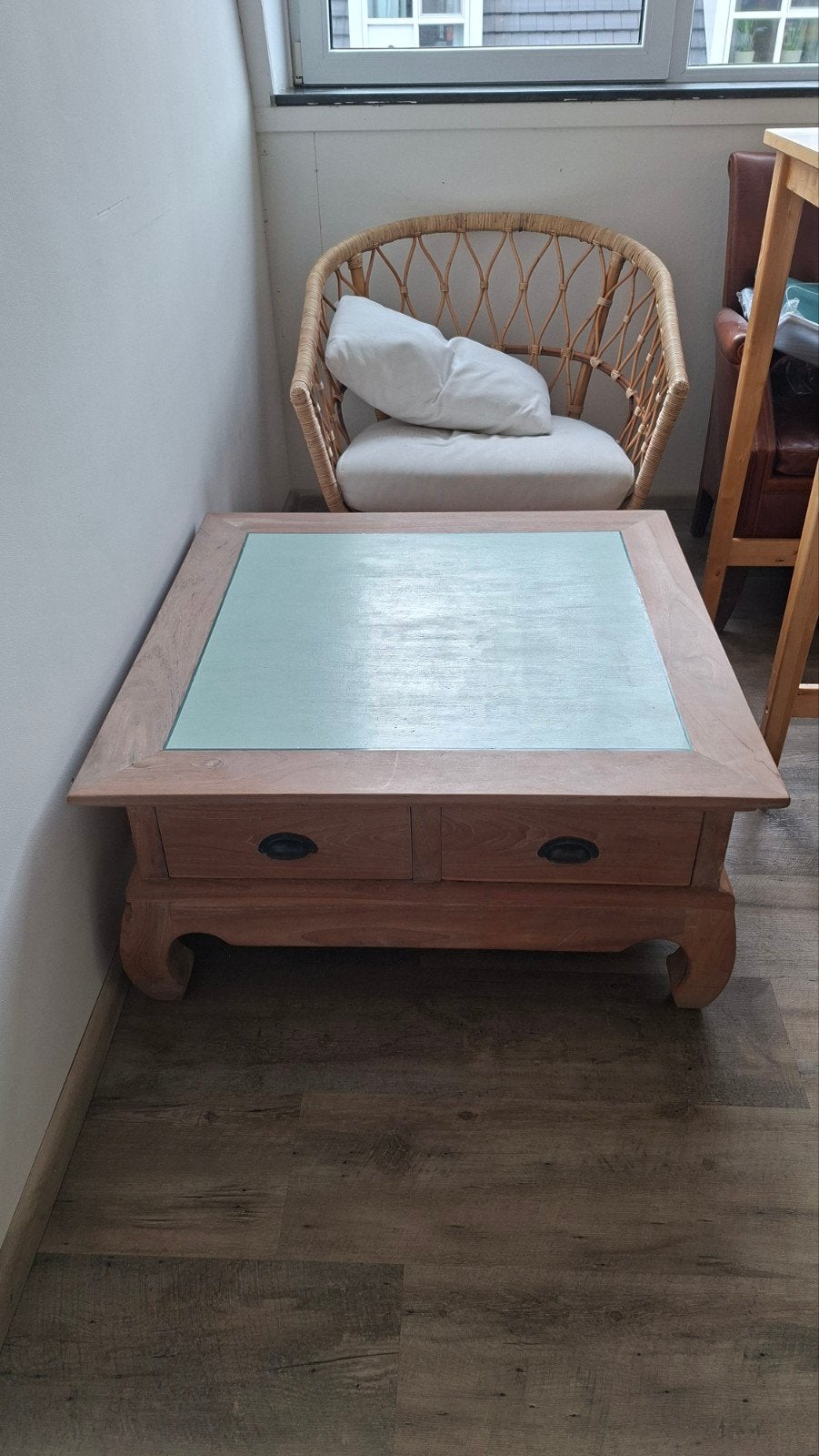 Salontafel opiumtafel, Ophalen, 50 tot 100 cm, Teakhout, 50 tot 100 cm