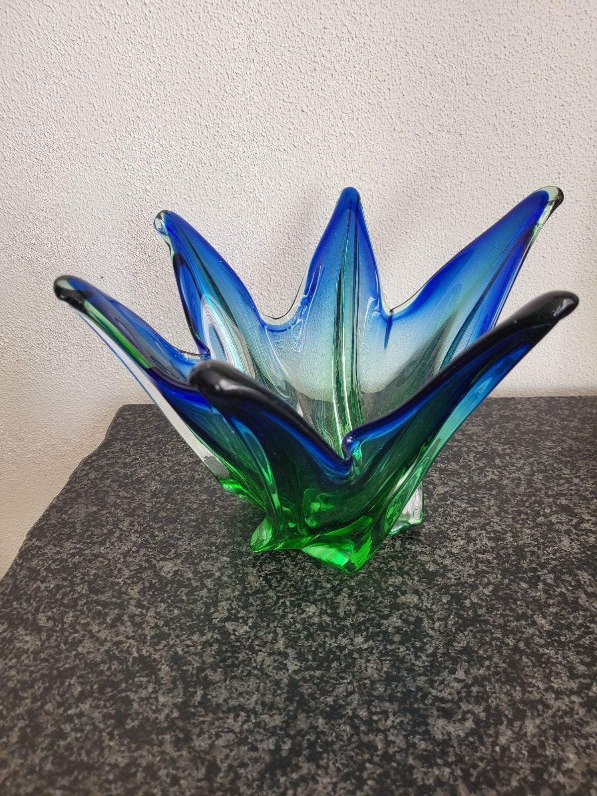 Vintage Murano Glazen Schaal Blauw Groen, Antiek en Kunst, Ophalen