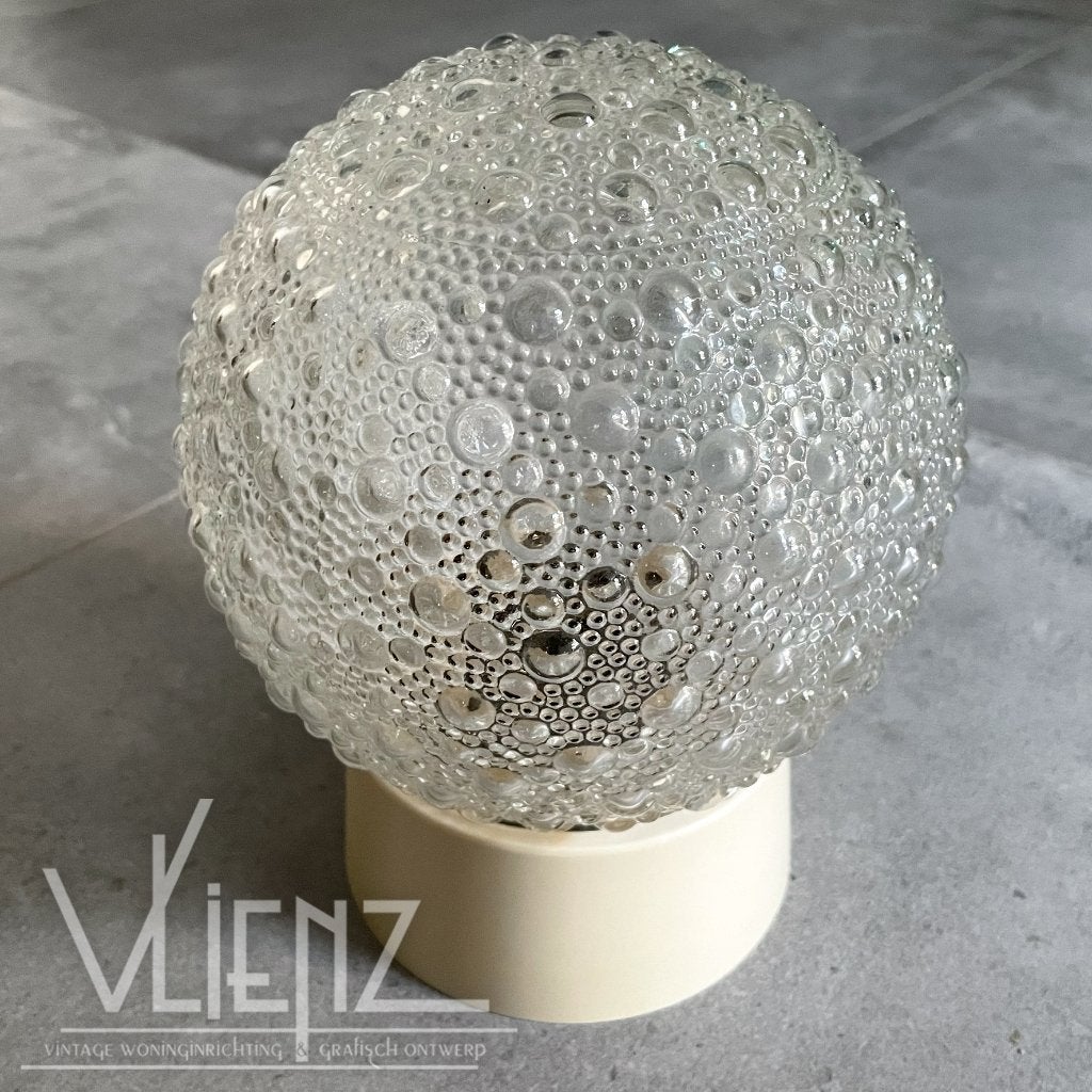 Vintage, glazen plafondlampje, bollamp lamp bubble glass, Gebruikt, -, Vintage, -