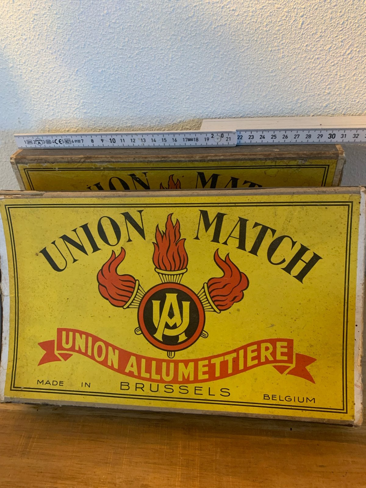 2 Vintage Union Match lucifersdozen (XL)  made in Brussel, Verzamelen, Ophalen of Verzenden, Gebruikt