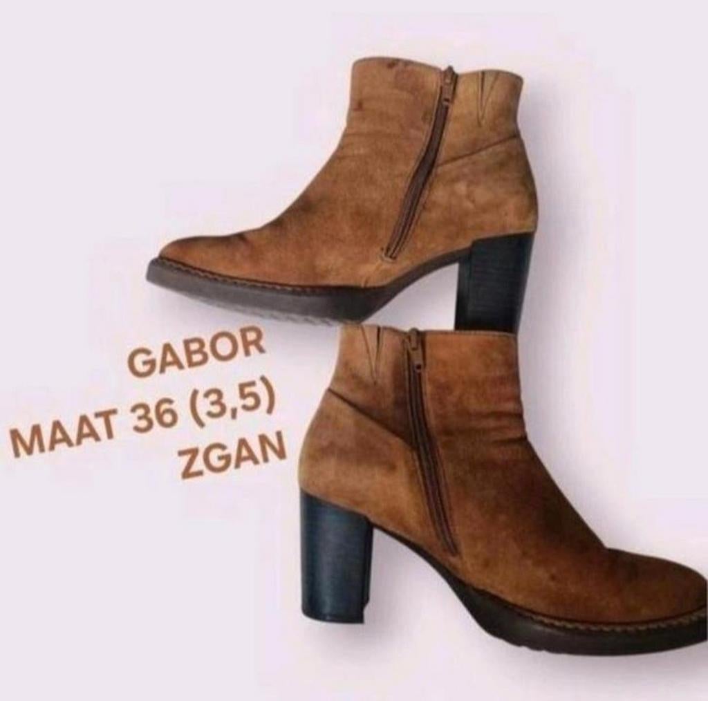 GABOR Mooie Echt Leren Laarsjes Maat 36 (3,5) ZGAN, Kleding | Dames, Schoenen, Bruin, Lage of Enkellaarzen, Ophalen of Verzenden