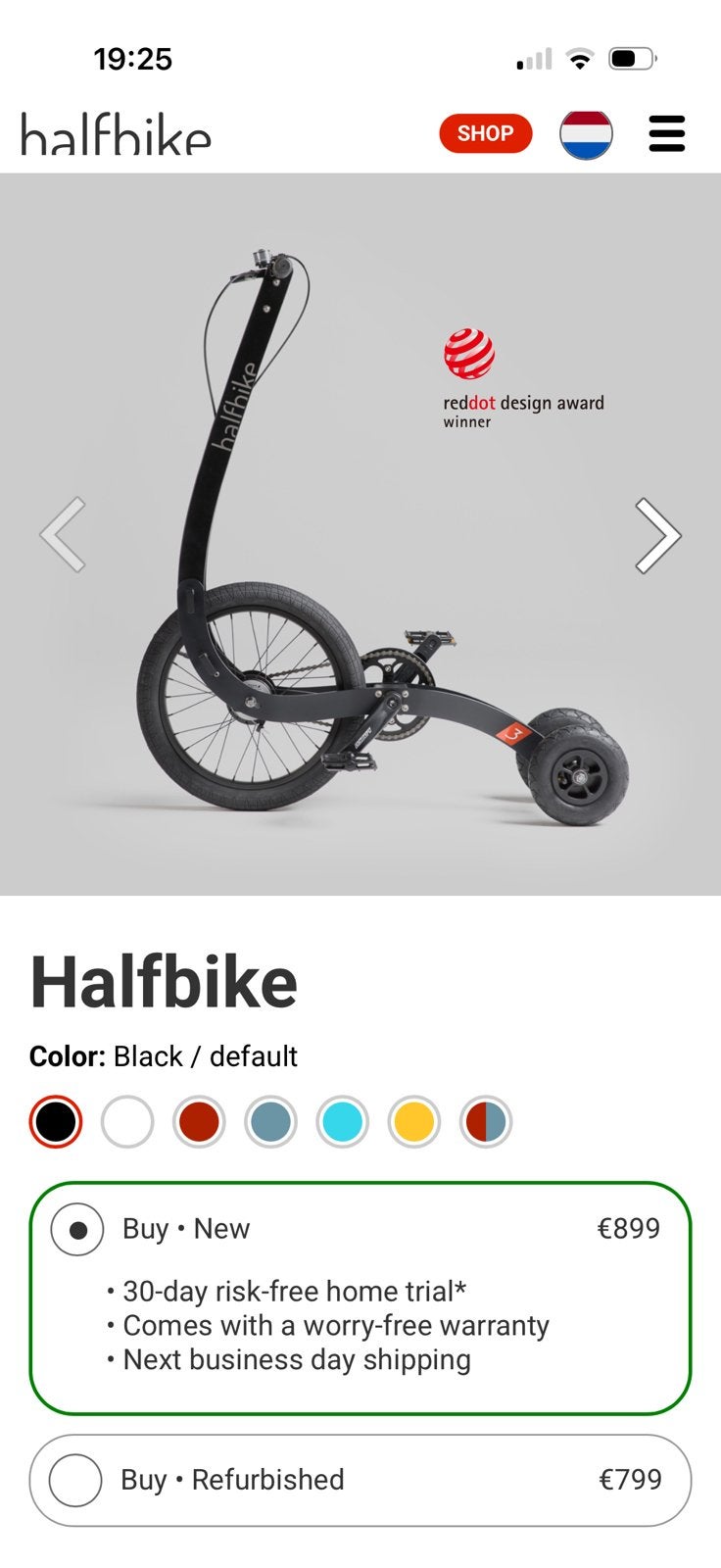 Half Bike - step met 3 wielen, Fietsen en Brommers, Ophalen, Zo goed als nieuw, Gewone step