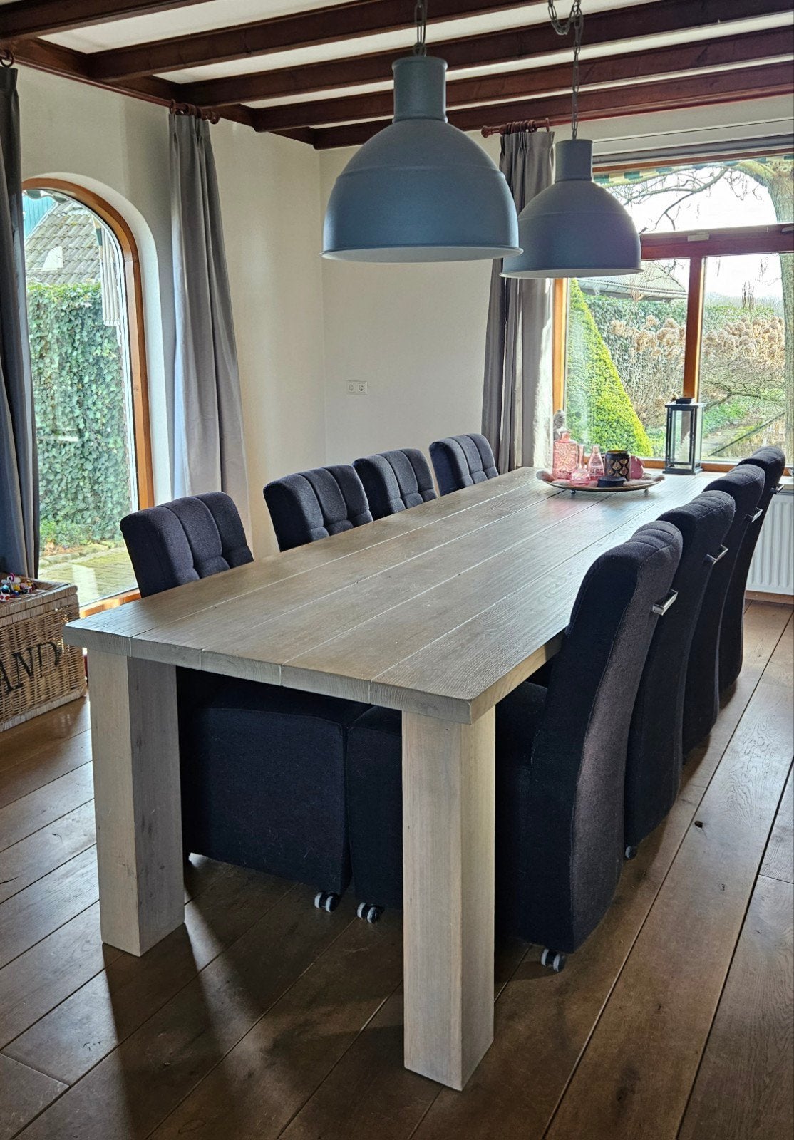 Grote eiken eettafel, Ophalen, Eikenhout, 200 cm of meer, Landelijk