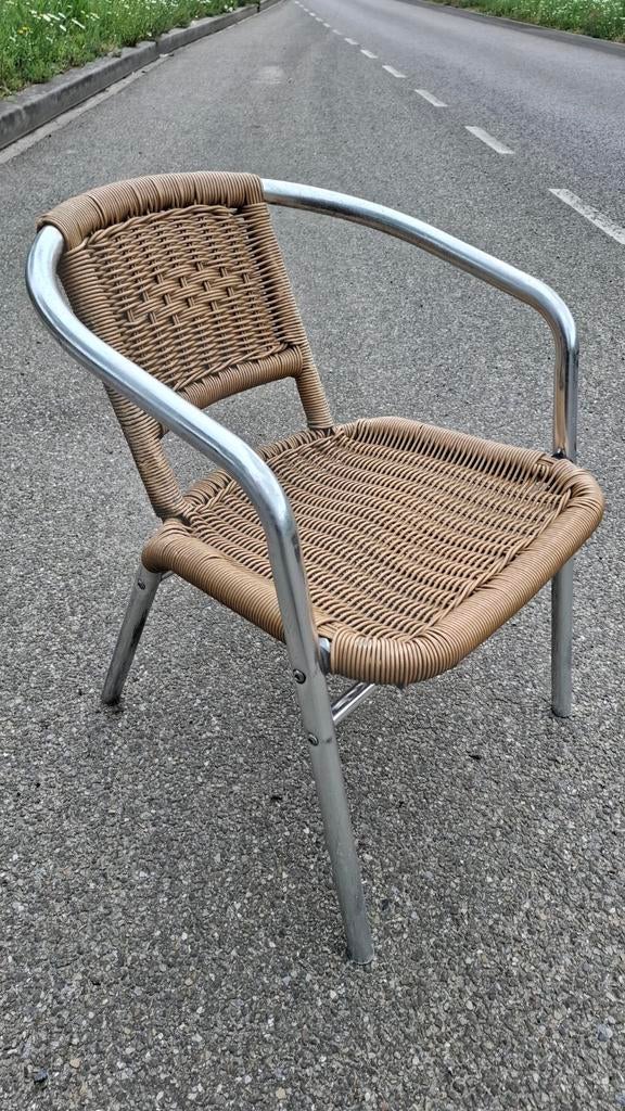 36 stoelen terras horeca stapelbaar wicker alu partij, Kunststof, Gebruikt, Bruin, Ophalen of Verzenden