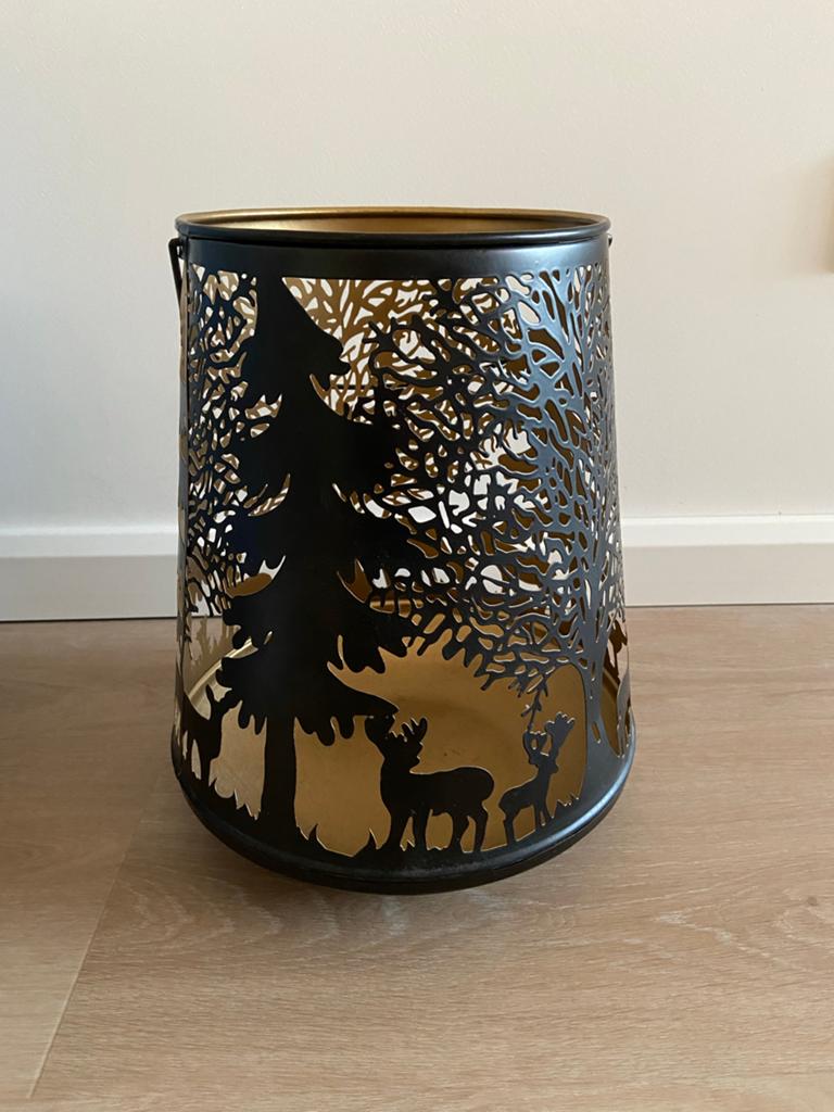 Zwart-gouden lantaarn voor binnen - 30 cm hoog, Ophalen, Nieuw, Zwart, Metaal