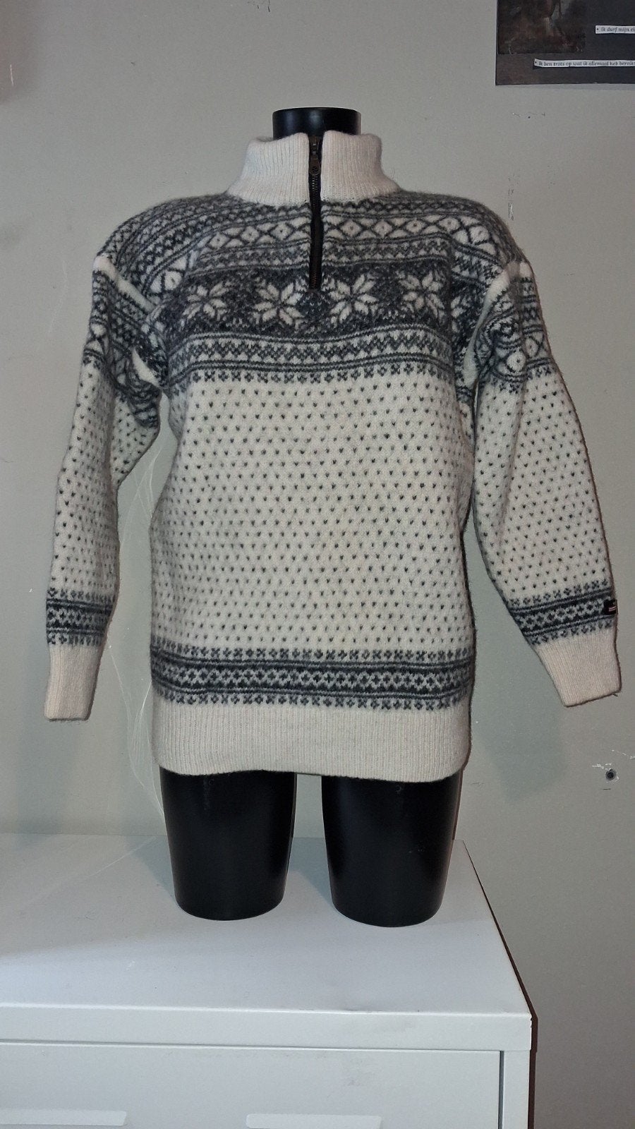 Norwool of Norway Noorse trui met rits, 100% scheerwol, Maat 38/40 (M), Wit, Ophalen of Verzenden, Zo goed als nieuw