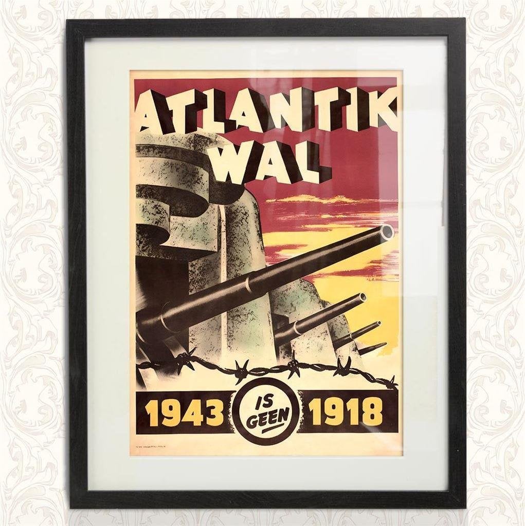 Antlantik Wal 1943 Bezet NL Propaganda Poster in lijst