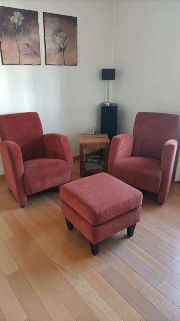 2 fauteuils en hocker, Ophalen, Zo goed als nieuw, 75 tot 100 cm