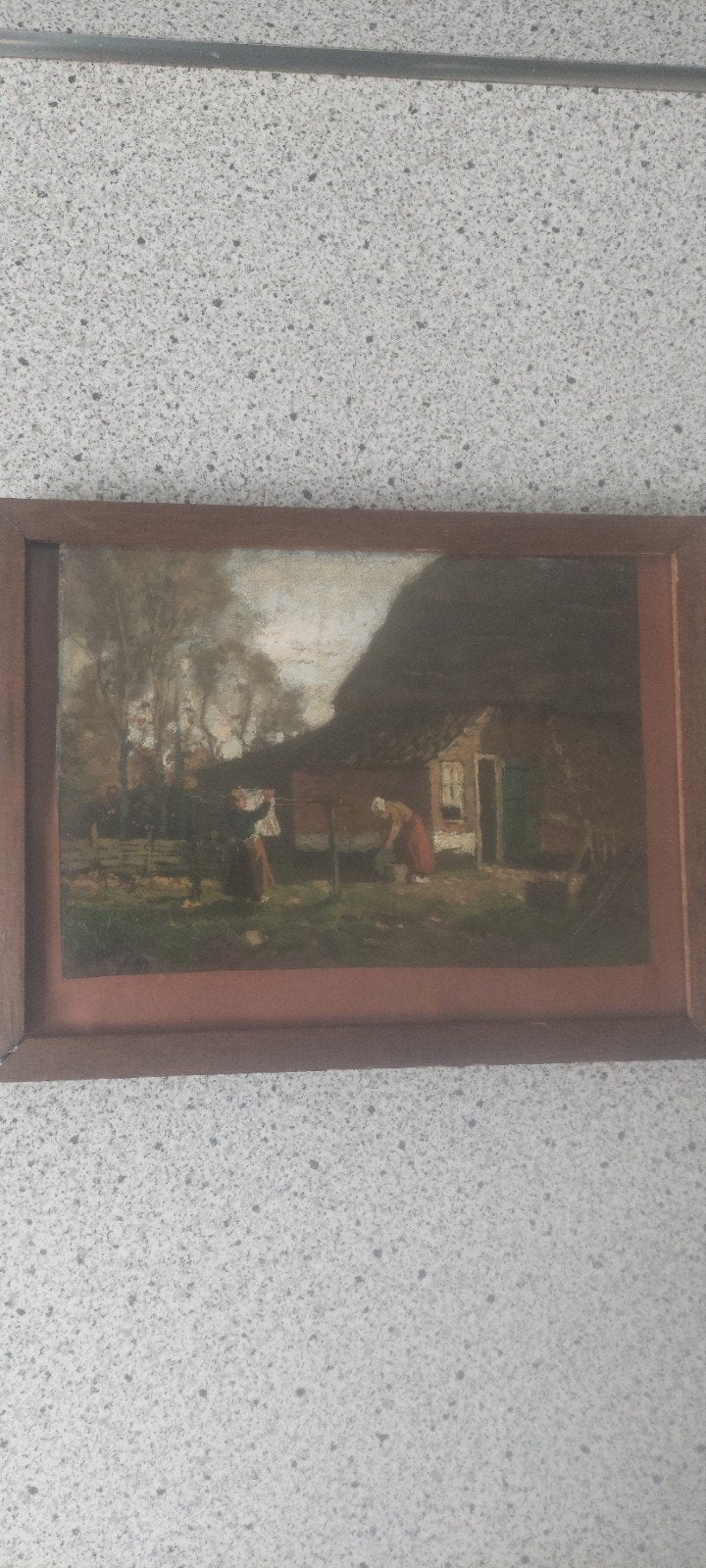 Schilderij Landelijk tafereel, Antiek en Kunst, Kunst | Schilderijen | Klassiek, Ophalen of Verzenden