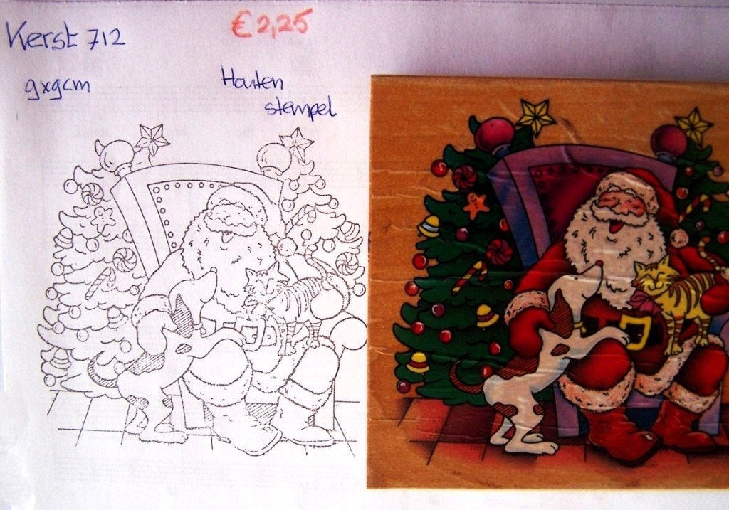 Kerst 712 Houten stempel, Hobby en Vrije tijd, Ophalen of Verzenden, Gebruikt, Houten stempel