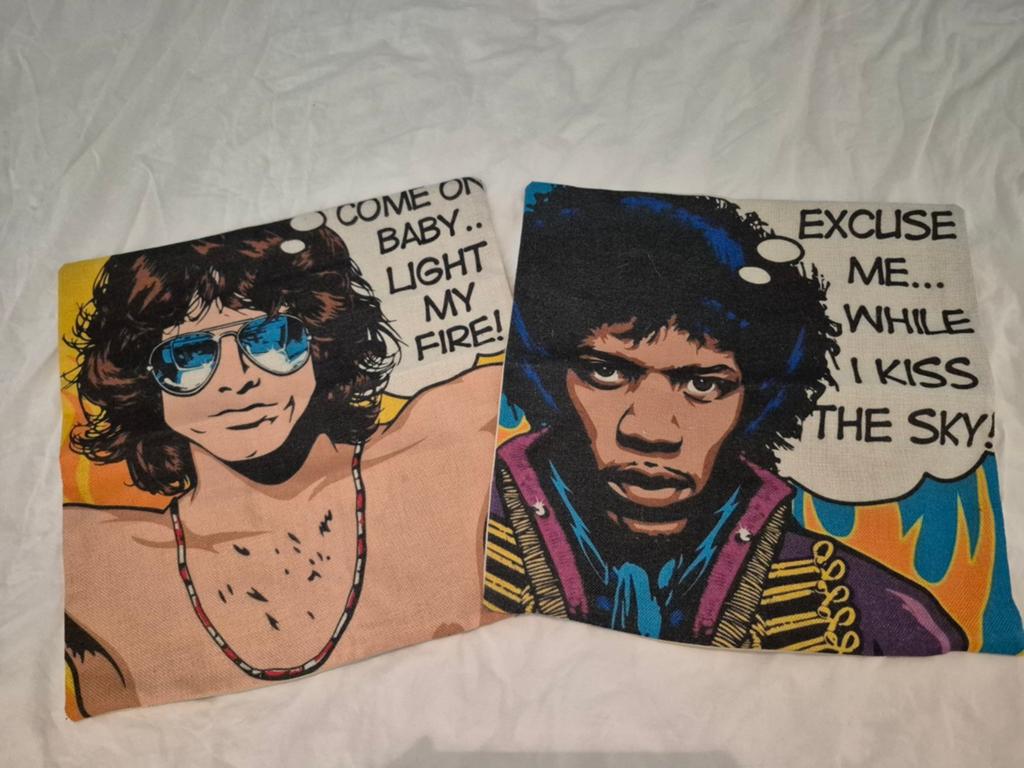 Kussenhoezen Jimi Hendrix en Jim Morrison, Verzamelen, Ophalen, Nieuw, Foto of Kaart