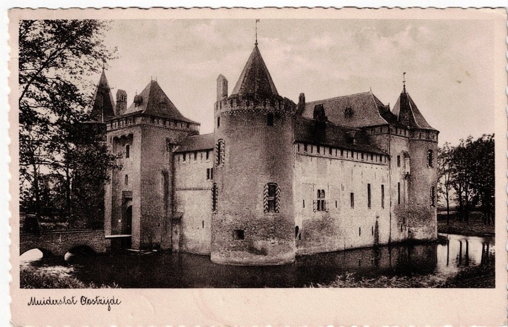Muiden 1937. Het Muiderslot Oostzijde., Verzamelen, Ophalen of Verzenden, 1920 tot 1940, Gelopen, Noord-Holland