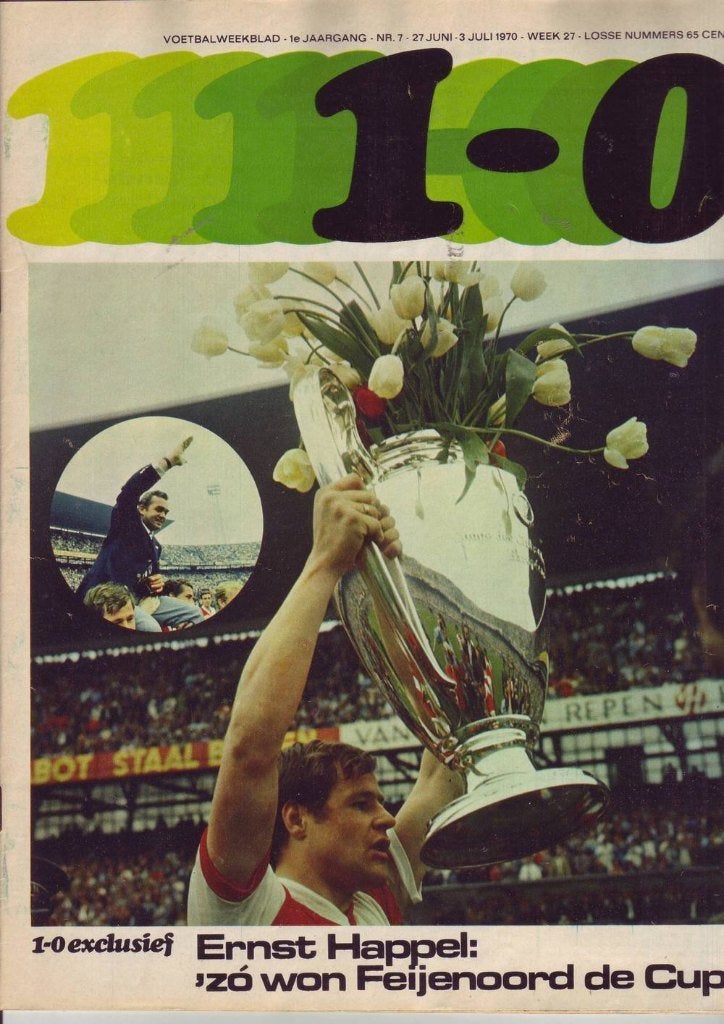 1-0 voetbaltijdschrift 25-7-1971 Feyenoord E.C. 1 deel 1, Verzenden, Gebruikt, Feyenoord, Boek of Tijdschrift