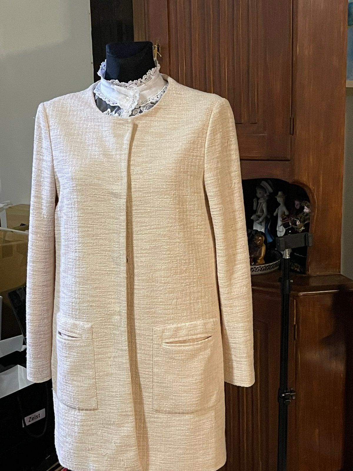 Mango Bouclé Jasje - Roze/Beige - Maat M, Verzenden, Gedragen, Maat 38/40 (M), Roze