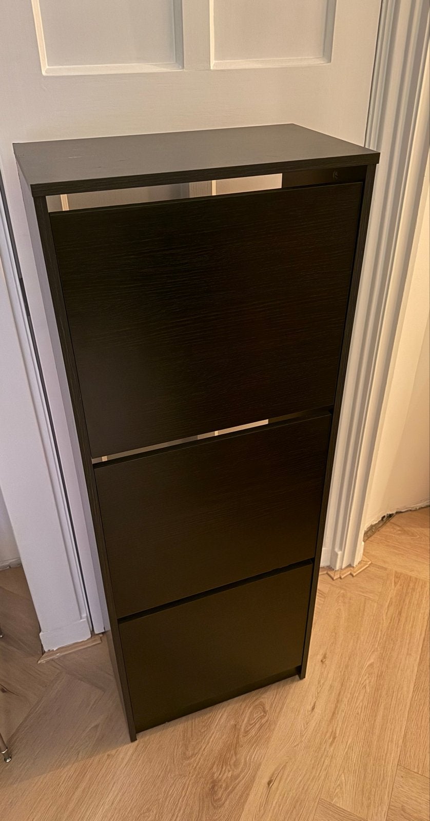 IKEA BISSA Schoenenkast met 3 vakken, zwartbruin, Ophalen, Zo goed als nieuw
