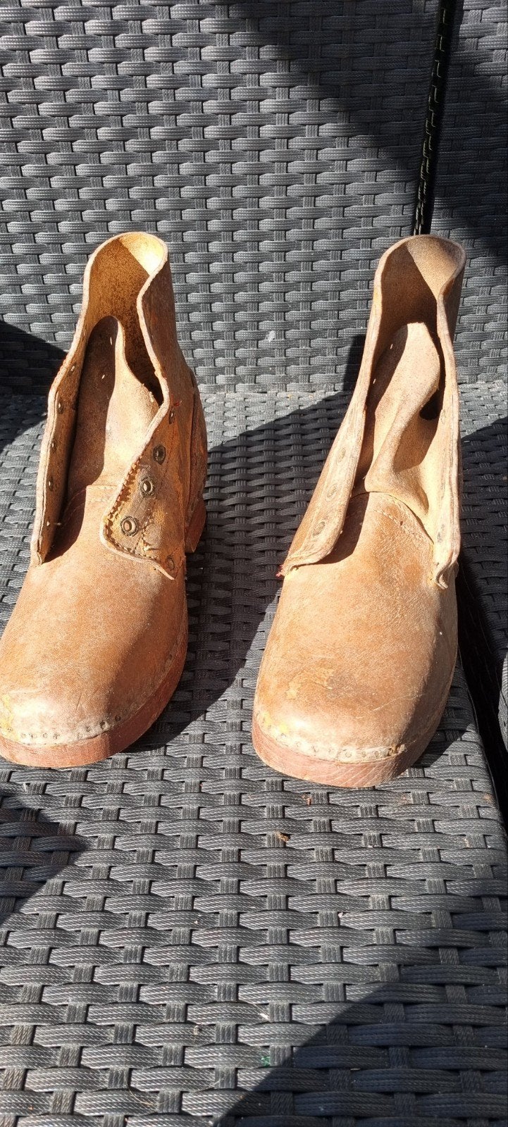 Vintage schoenen houten zool Galoche - Maat 43 WOI en WOII, Ophalen of Verzenden, Heren, Galoche