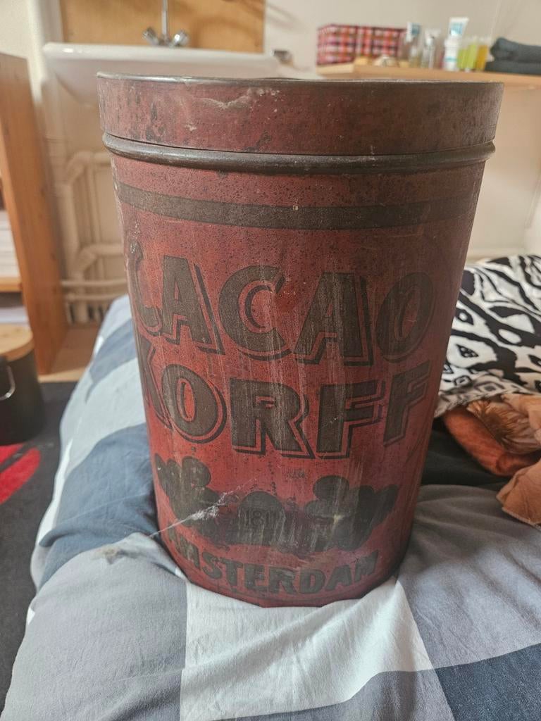 Vintage Cacao Korff Amsterdam blik, Ophalen of Verzenden