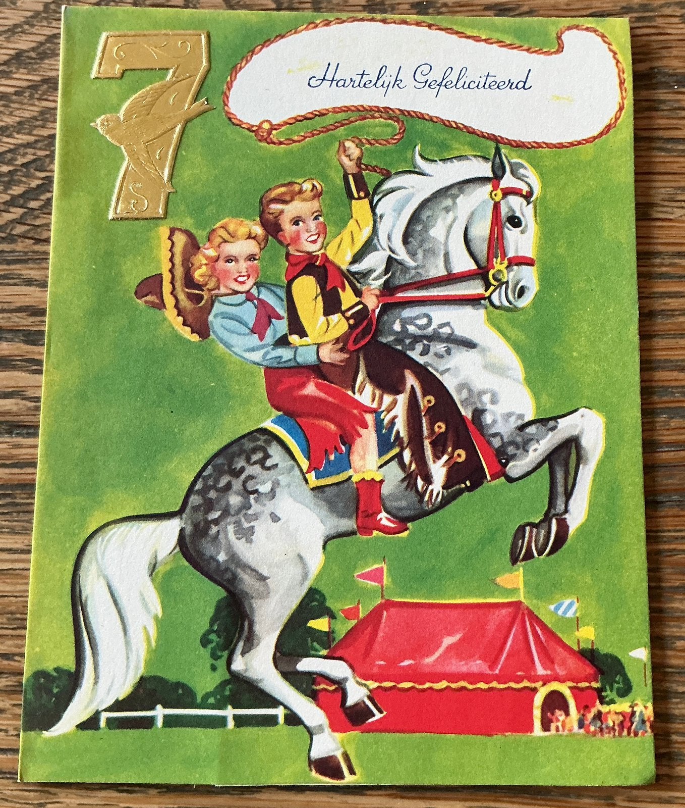 Oude Vintage Kaart Galloperend paard voor Circus 1950, Verzamelen, Ansichtkaarten | Themakaarten, Ophalen of Verzenden, Ongelopen