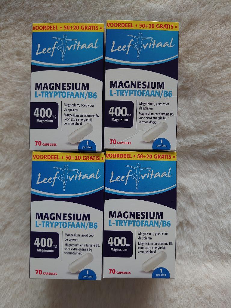 4 potjes Leefvitaal Magnesium L-Tryptofaan/B6 Capsules, Verzenden, Nieuw, Overige typen