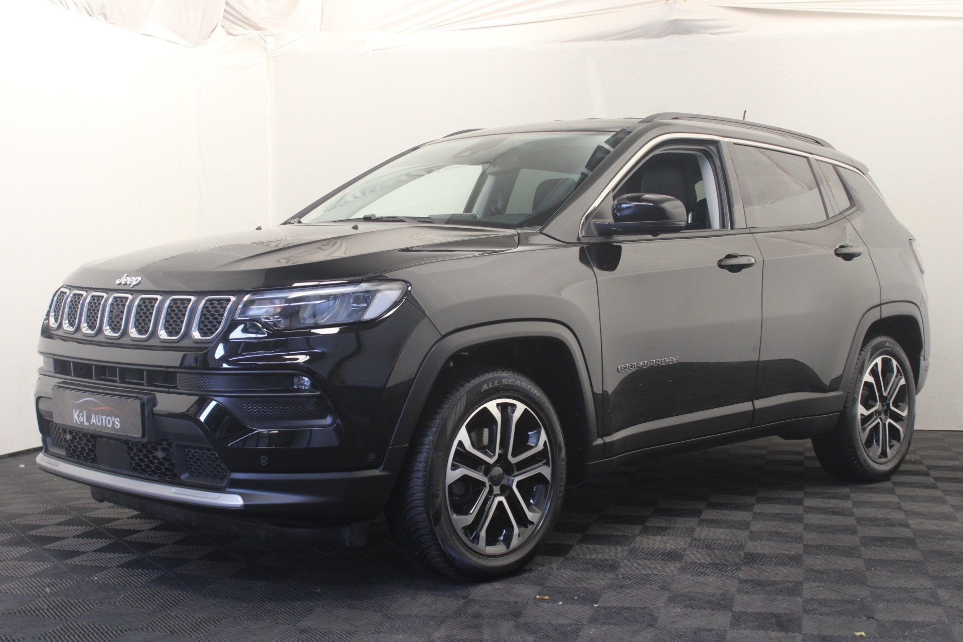 Jeep Compass 1.5T e-Hybrid Limited |Navi|Camera| (bj 2024), Auto's, Gebruikt, Zwart, 4 cilinders, Leder en Stof