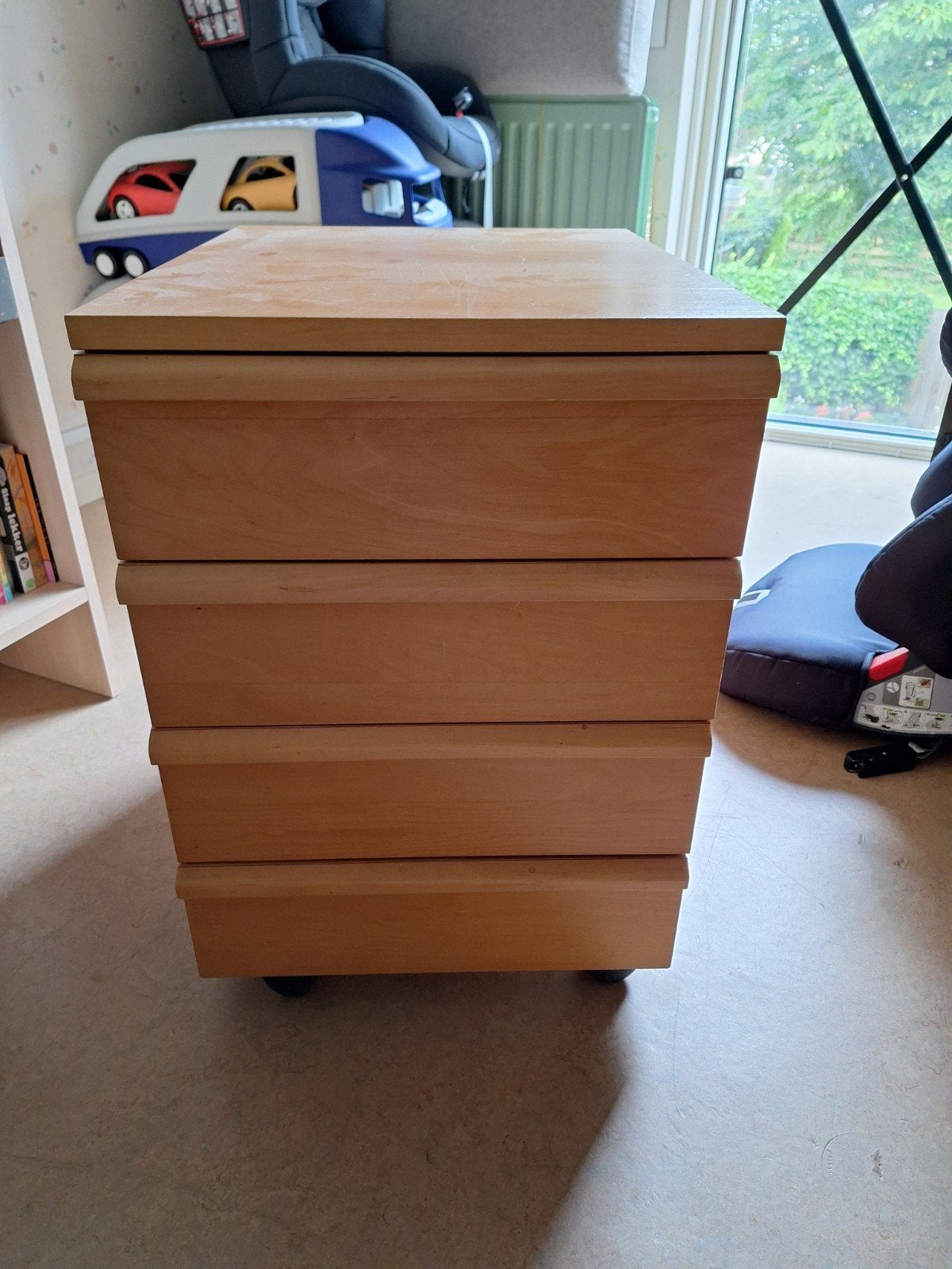 Houten ladekastje op wielen - Gebruikt, Ophalen, Minder dan 50 cm, Gebruikt, Modern, Functioneel