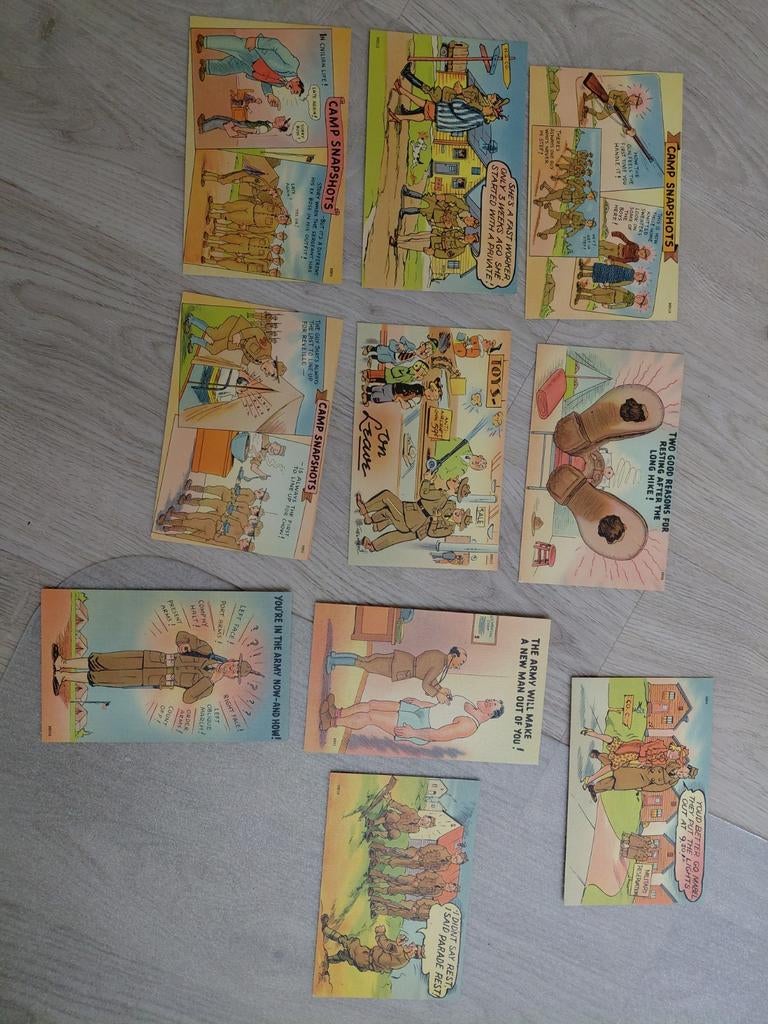 US army WW2 comic postcards, Verzamelen, Militaria | Tweede Wereldoorlog, Ophalen of Verzenden