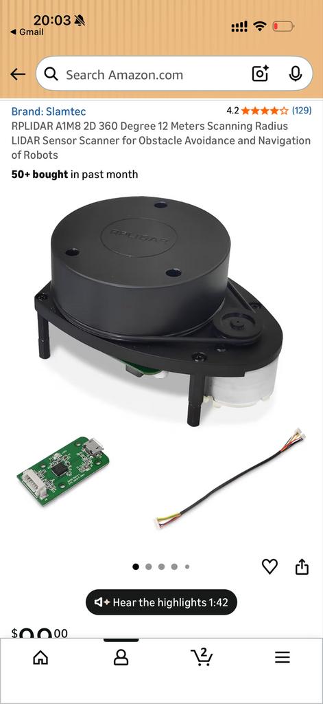 Slamtec RPLIDAR A1M8 2D 360 Graden LIDAR Sensor Scanner, Ophalen of Verzenden, Nieuw, Groter dan 1:32