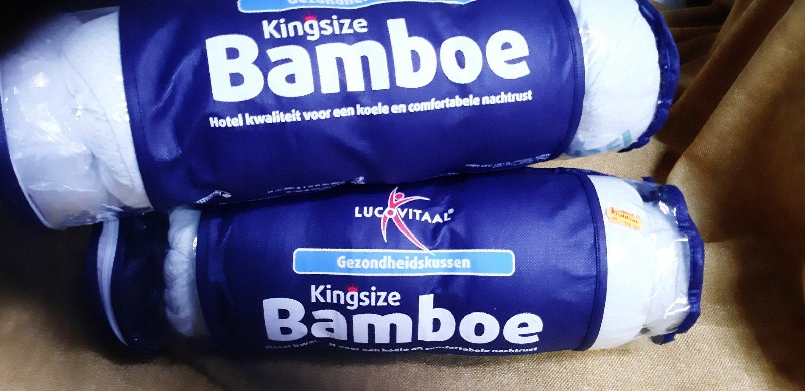 NIEUW IN VERPAKKING:2 STUKS Bamboe bed/hoofdkussen, Ophalen, Eenpersoons, Wit, Nieuw