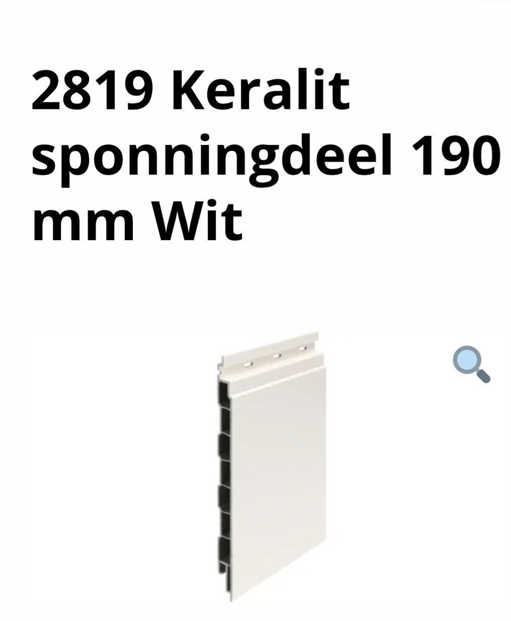 Keralit Wit sponningdeel 190 mm ral 9016, Ophalen of Verzenden, Nieuw