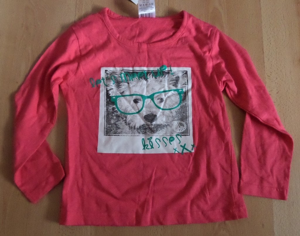 NIEUW: Schattige donkerroze katoenen longsleeve maat 116, Kinderen en Baby's, Kinderkleding | Maat 116, Ophalen of Verzenden, Nieuw