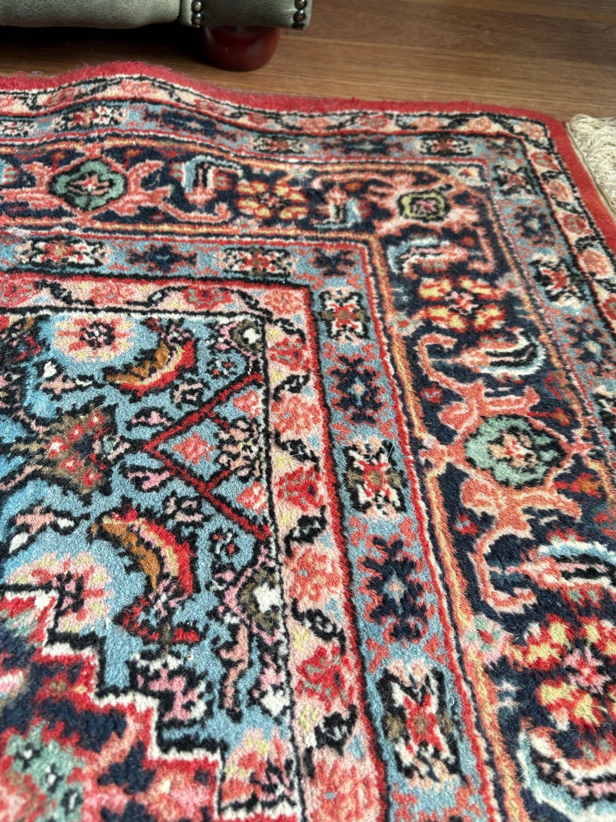 Prachtig Perzisch tapijt - Rood met blauw patroon, Gebruikt, 150 tot 200 cm, 200 cm of meer, Ophalen of Verzenden