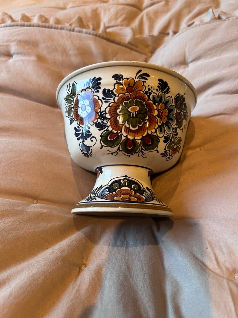 Flora Keramiek Delft Polychroom Vaas / Bloempotje Handwerk, Antiek en Kunst, Antiek | Vazen, Ophalen of Verzenden