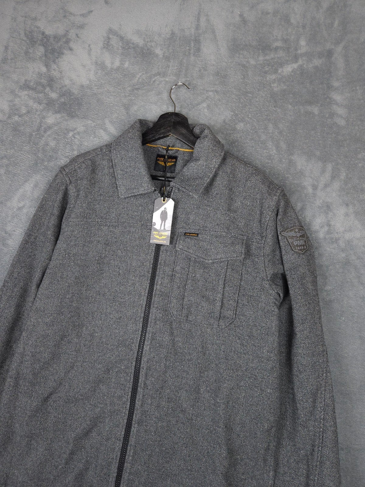 Pme Legend Overshirt Jas L Grijs Wol Visgraat Jack Vest, Kleding | Heren, Jassen | Zomer, Maat 52/54 (L), Verzenden, ., Nieuw