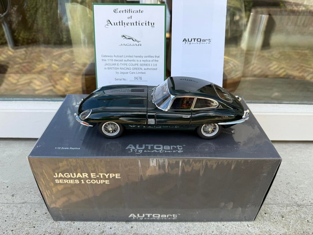 1:18 Jaguar E-Type Coupe Series 1 3.8 groen Autoart 73612, Auto, Autoart, Nieuw, Ophalen of Verzenden