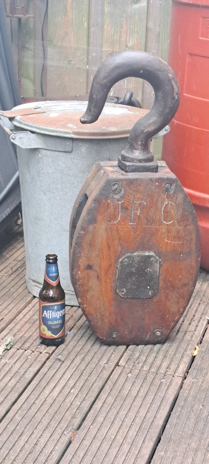 Antieke XXL katrol scheepskatrol scheepsblok J.F.C., Antiek en Kunst, Antiek | Gereedschap en Instrumenten, Ophalen