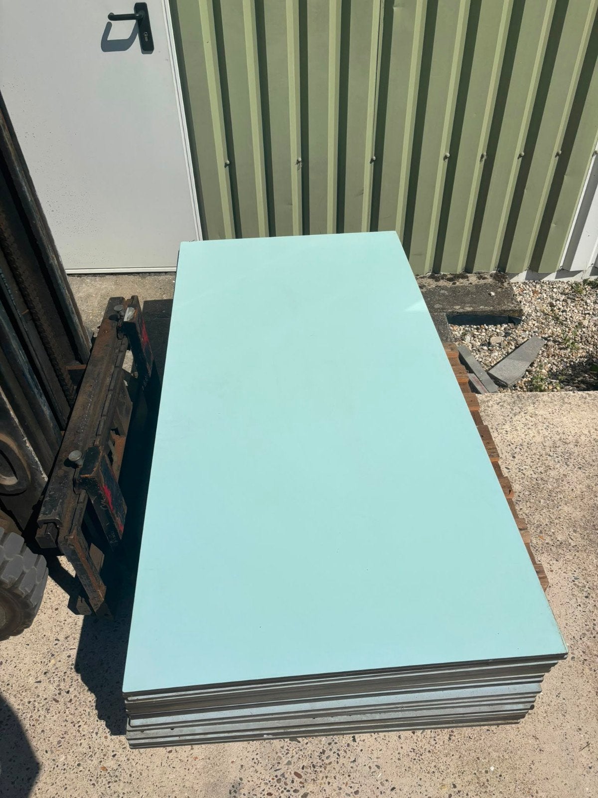 Trespa platen 180x90 12mm - Lichtblauw, Ophalen of Verzenden, Gebruikt