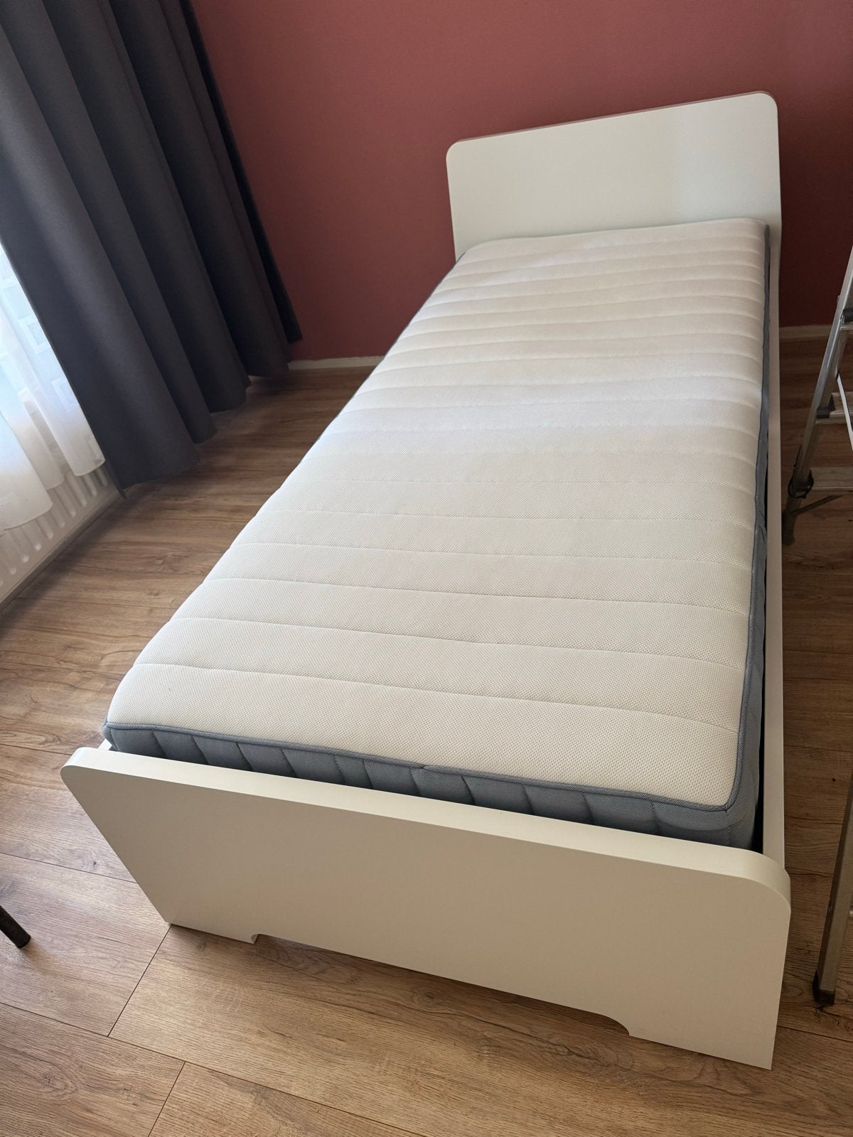 Eenpersoonsbed wit - zonder matras, Gebruikt, 90 cm, Eenpersoons, Wit