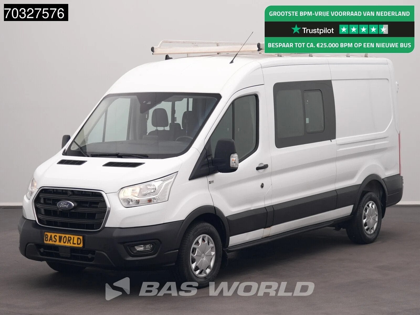 Ford Transit 130pk Dubbel Cabine L3H2 Navi ACC Airco Parkeer, Auto's, Stof, Euro 6, 4 cilinders, 7 stoelen