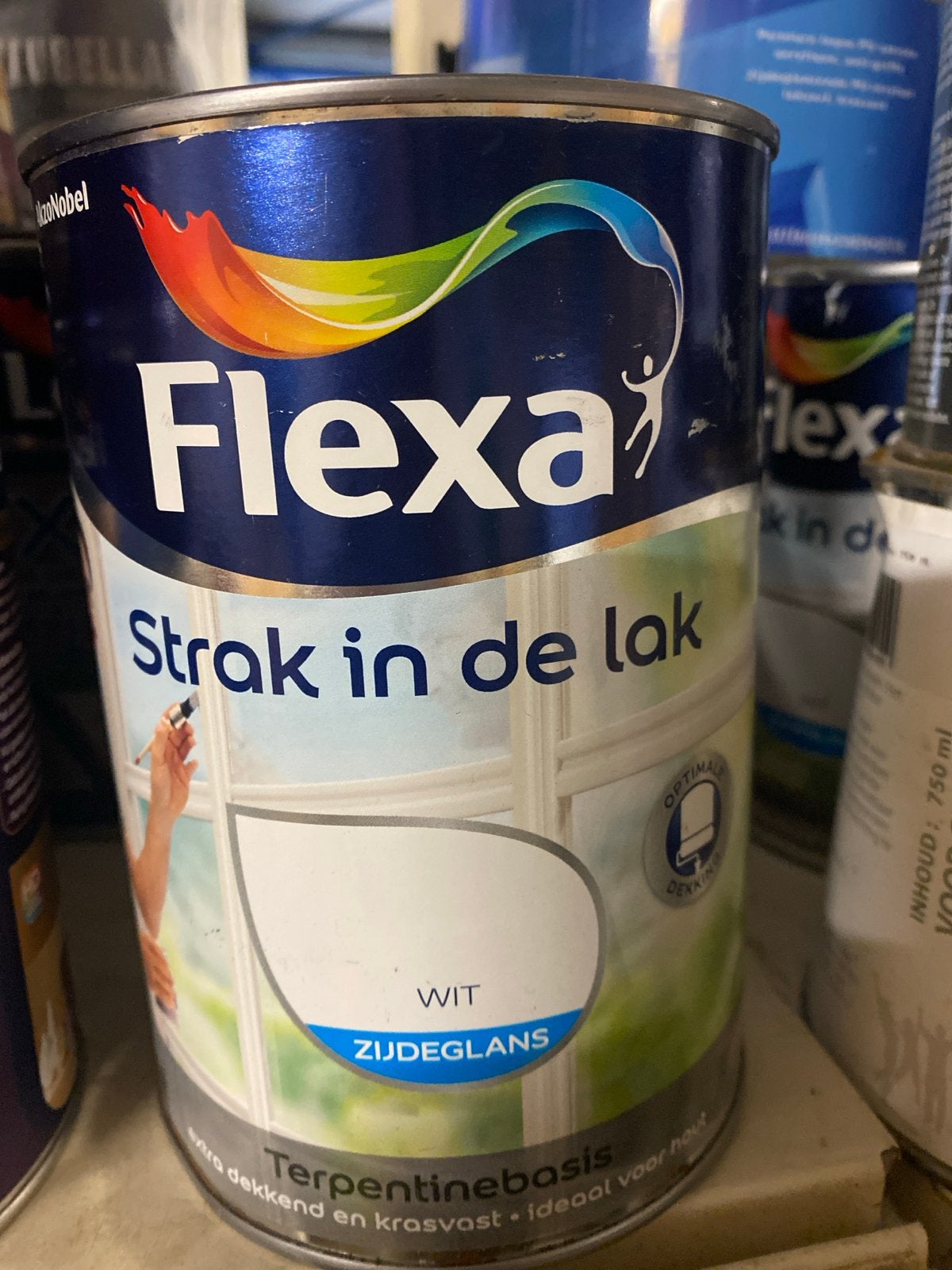 2 x Flexa Strak in de Lak Zijdeglans Wit 1.25L Nieuw, Wit, Onbekend, Nieuw, Ophalen of Verzenden
