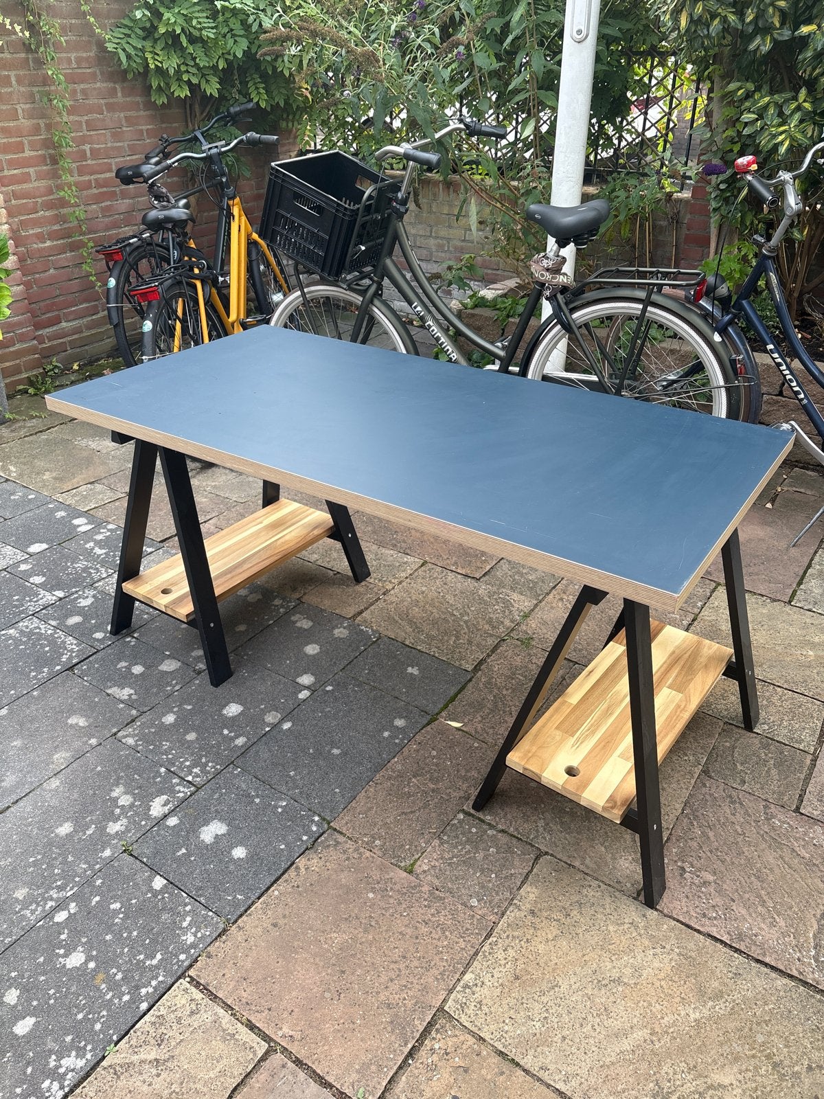 Bureau met losse schragen (werktafel/eettafel), Huis en Inrichting, Ophalen, Gebruikt