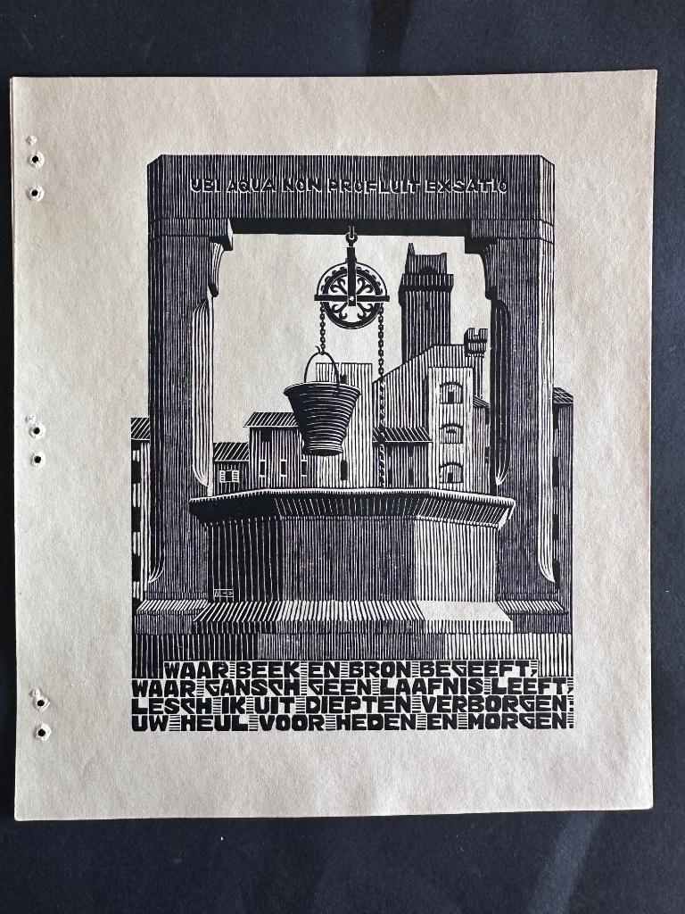 M.C. Escher houtsnede, Antiek en Kunst, Kunst | Etsen en Gravures, Ophalen of Verzenden
