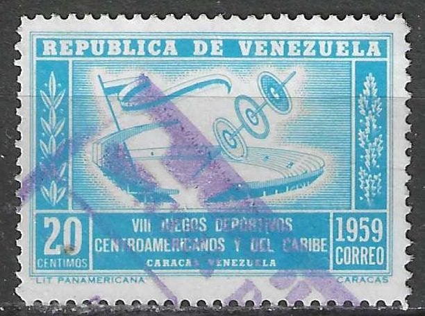 Venezuela 1959 - Yvert 591 - Sportspelen in Caracas (ST), Verzenden, Gestempeld, Zuid-Amerika