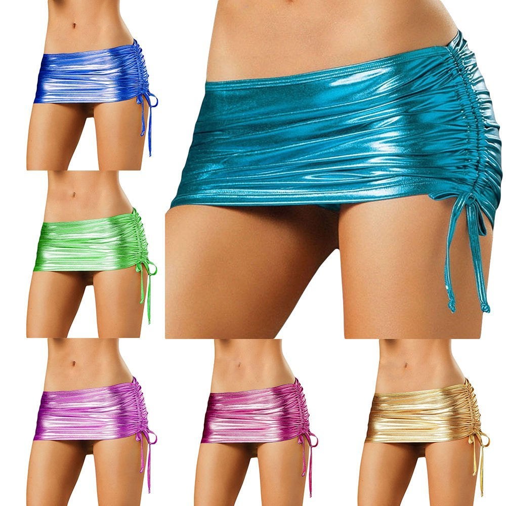Mini rok metallic veter sexy latex rubber rokje leer leren, Kleding | Dames, Rokken, Maat 38/40 (M), Overige kleuren, Verzenden