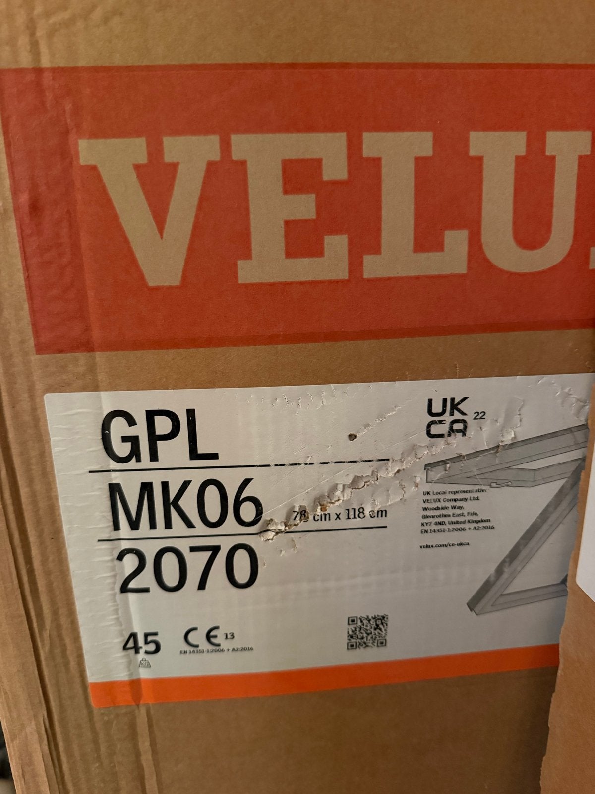 Nieuw Velux GPL MK06 2070 Dakraam - 78x118 cm, Doe-het-zelf en Verbouw, Ophalen, Nieuw, Dakraam, 80 tot 120 cm